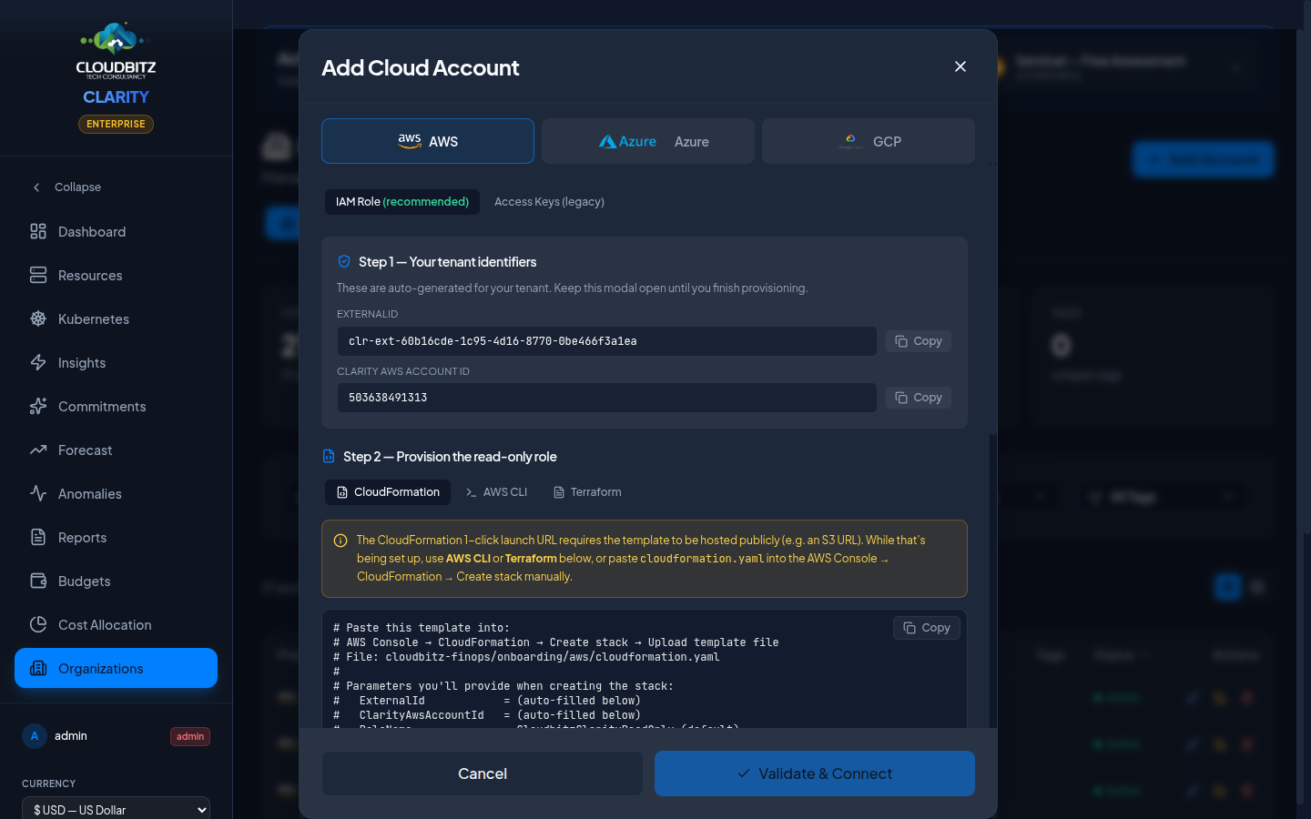 AWS Credential Form